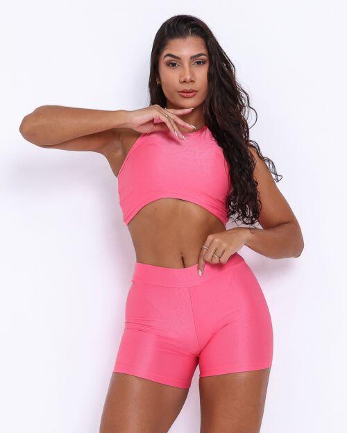Conjunto Short B�sico C�s Fino Compress�o + Top Sofia