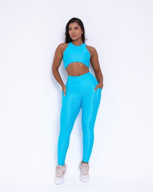 Conjunto Calça Legging Básica Bolso Compressão + Top Sofia