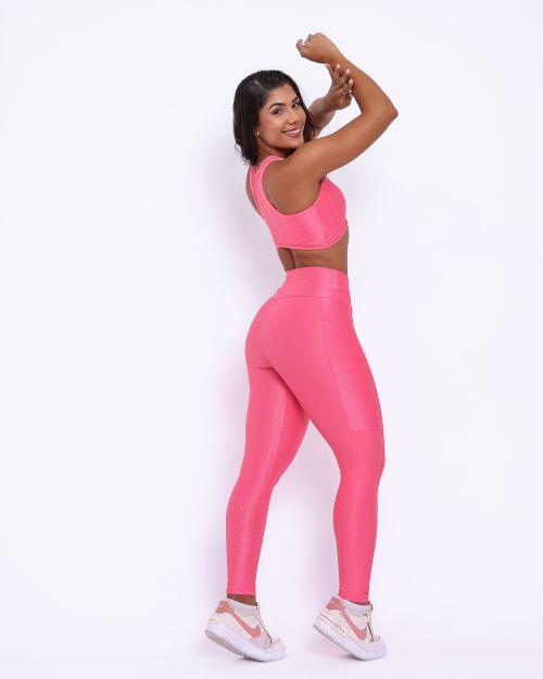 Conjunto Calça Legging Básica Bolso Compressão + Top Sofia
