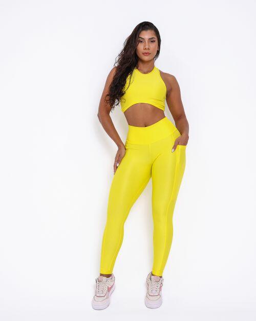 Conjunto Calça Legging Básica Bolso Compressão + Top Sofia