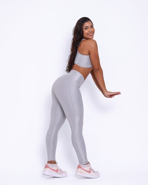 Conjunto Calça Legging Básica Bolso Compressão + Top Sofia
