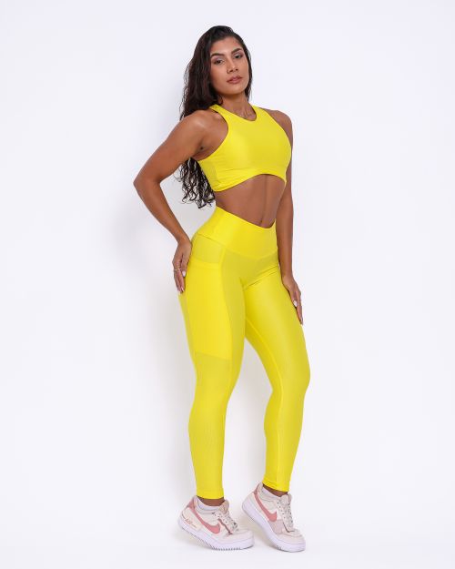 Conjunto Calça Legging Básica Bolso Compressão + Top Sofia