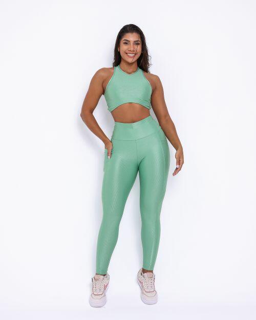 Conjunto Calça Legging Básica Bolso Compressão + Top Sofia