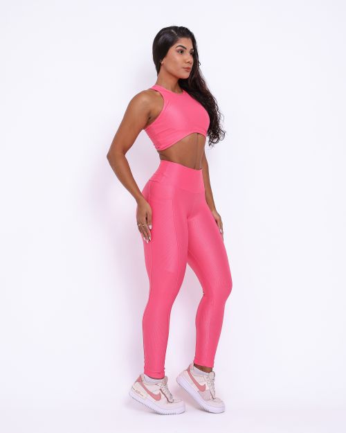 Conjunto Calça Legging Básica Bolso Compressão + Top Sofia