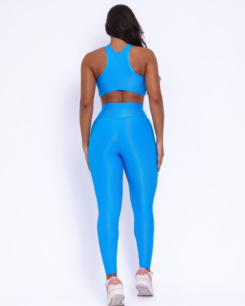 Conjunto Calça Legging Básica Bolso Compressão + Top Sofia