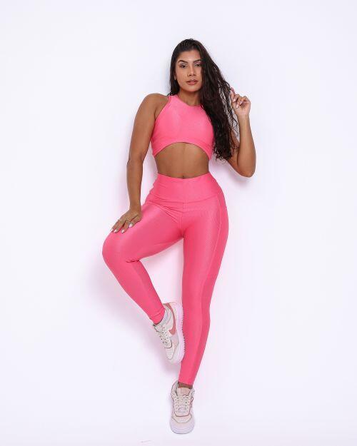 Conjunto Calça Legging Básica Bolso Compressão + Top Sofia