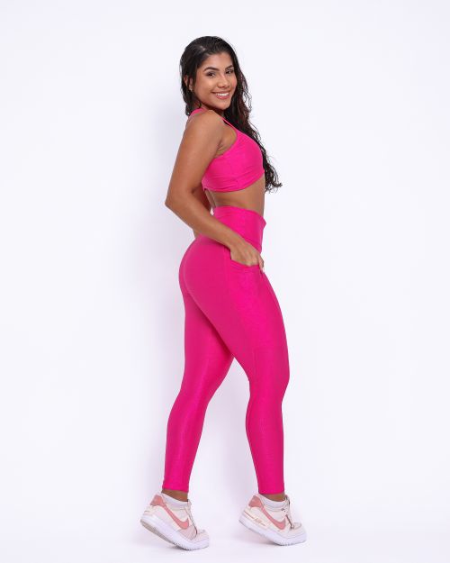 Conjunto Calça Legging Básica Bolso Compressão + Top Sofia