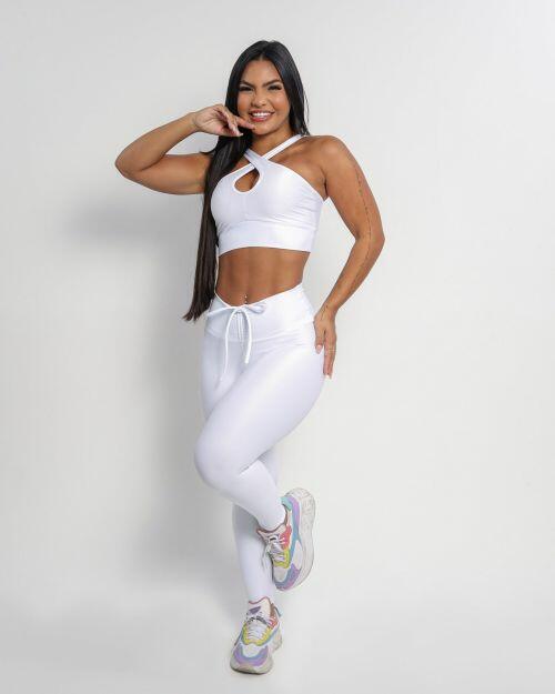 Conjunto Calça Legging Empina Compressão + Top Cruzado