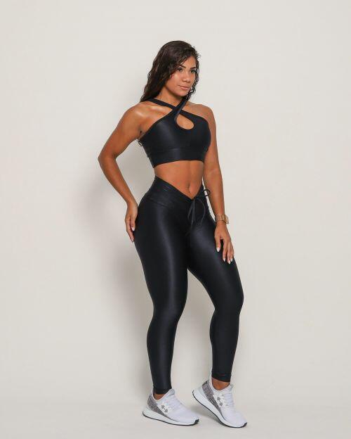 Conjunto Calça Legging Empina Compressão + Top Cruzado