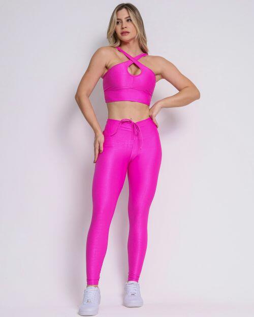 Conjunto Calça Legging Empina Compressão + Top Cruzado