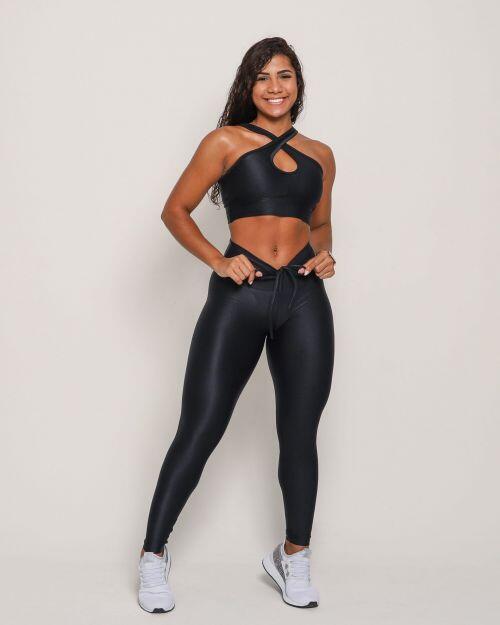 Conjunto Calça Legging Empina Compressão + Top Cruzado