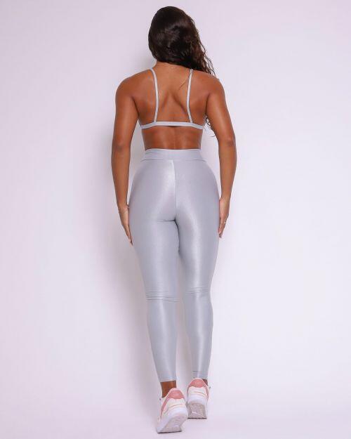Conjunto Calça Legging Básica Cós Cruzado Compressão + Top Rafa