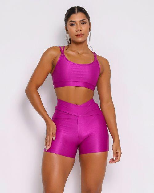 Conjunto Short B�sico C�s Cruzado Compress�o + Top Aline