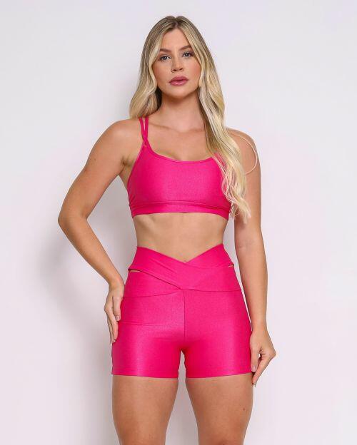 Conjunto Short B�sico C�s Cruzado Compress�o + Top Aline