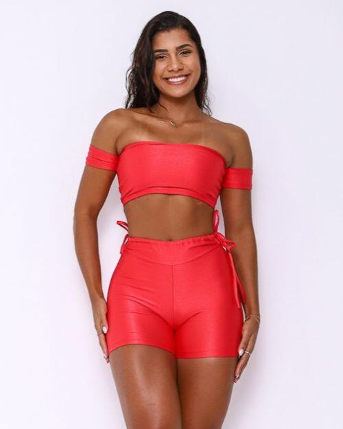 Conjunto Short Empina Ajuste Compress�o + Top Ciganinha