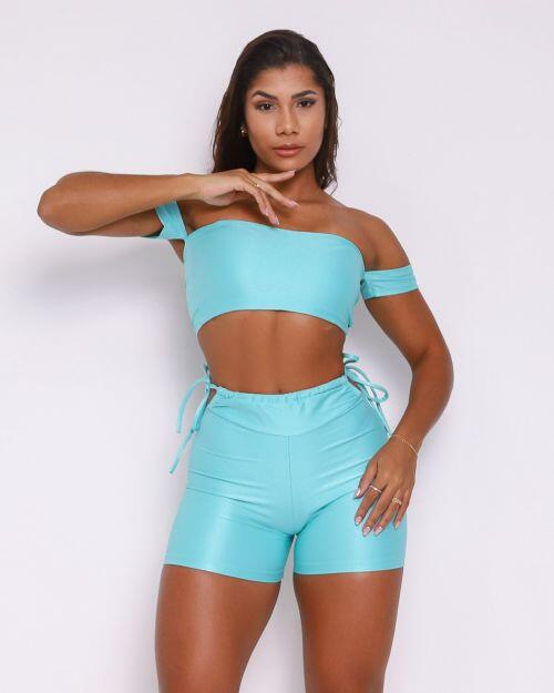 Conjunto Short Empina Ajuste Compress�o + Top Ciganinha