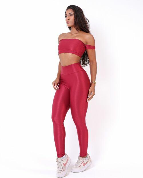 Conjunto Calça Legging Básica Compressão + Top Ciganinha