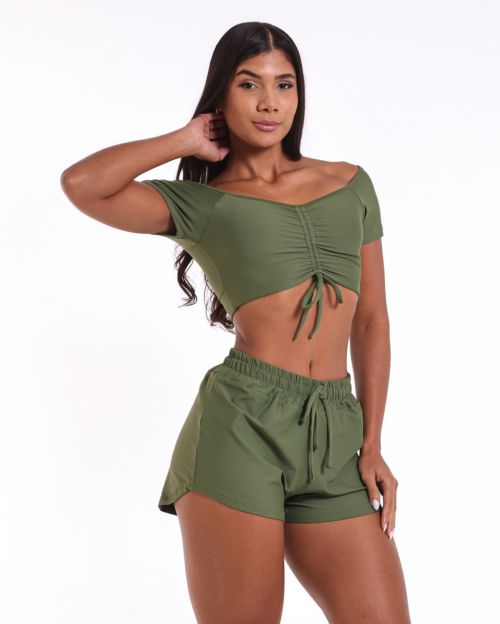Conjunto Short Boxer Basic Light + Top Manguinha
