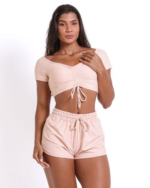 Conjunto Short Boxer Basic Light + Top Manguinha