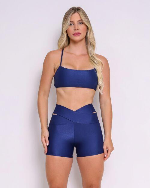 Conjunto Short Básico Cós Cruzado Compressão + Top Bianca