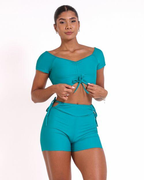Conjunto Short Empina Ajuste Light + Top Manguinha