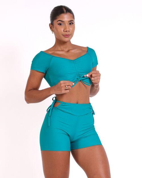 Conjunto Short Empina Ajuste Light + Top Manguinha