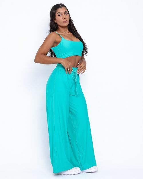 Conjunto Calça Pantalona Wide + Top Bruna