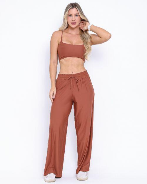 Conjunto Calça Pantalona Wide + Top Bruna