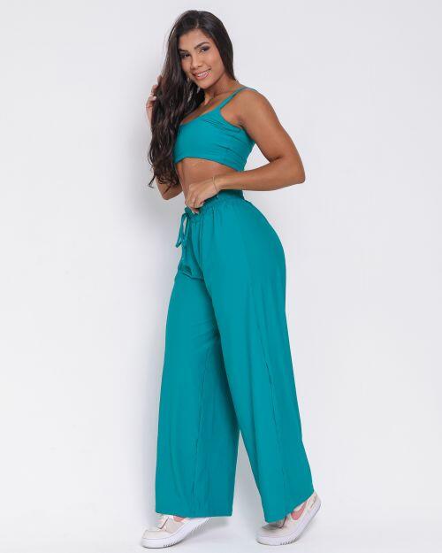 Conjunto Calça Pantalona Wide + Top Bruna