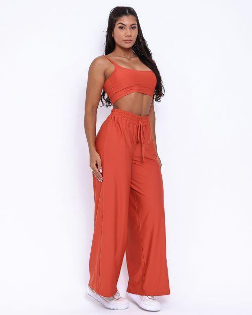 Conjunto Calça Pantalona Wide + Top Bruna
