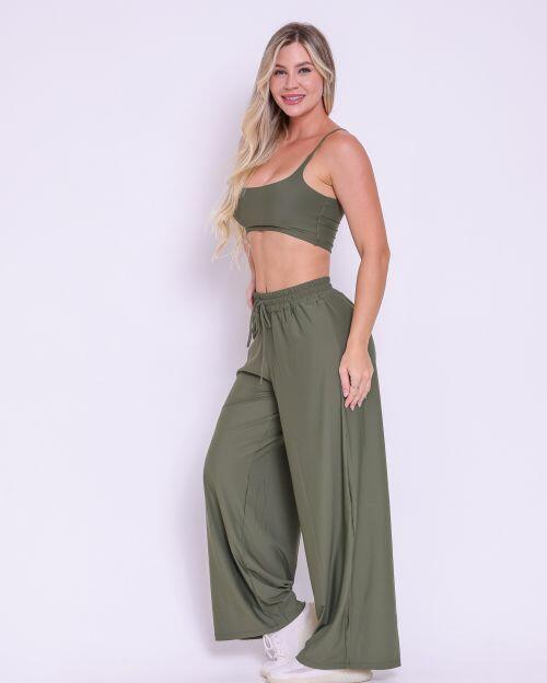 Conjunto Calça Pantalona Wide + Top Bruna