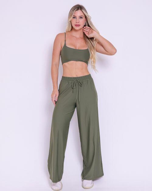Conjunto Calça Pantalona Wide + Top Bruna