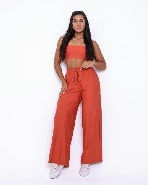 Conjunto Calça Pantalona Wide + Top Bruna
