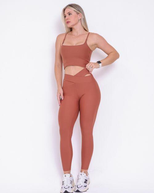 Conjunto Calça Legging Básica Cós Cruzado Light + Top Regatinha