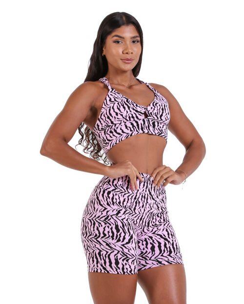 Conjunto Short Bermuda Zebra Rosaceo + Top Karol