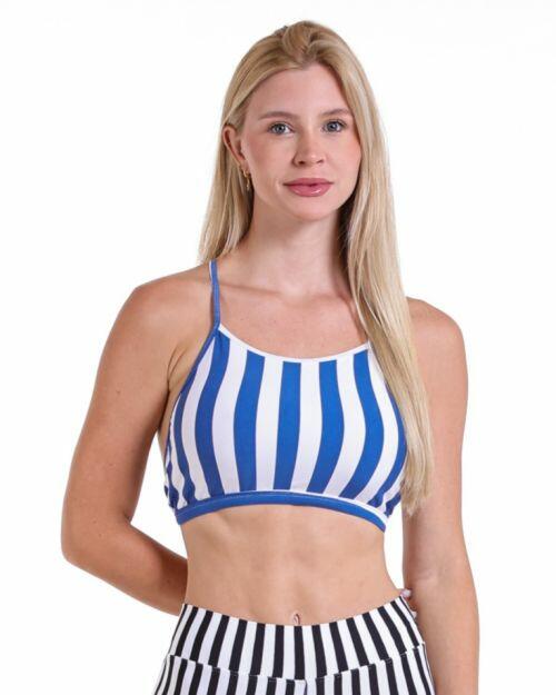 Top Paula Listrado Maxi Azul/Branco
