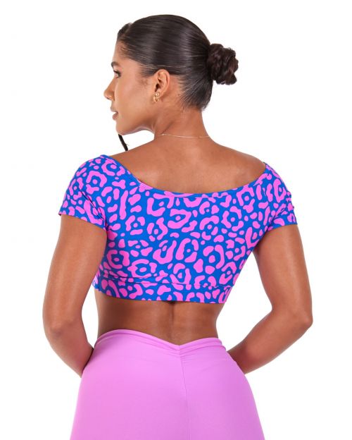 Top Manguinha Onça Penélope Roxo/Rosa