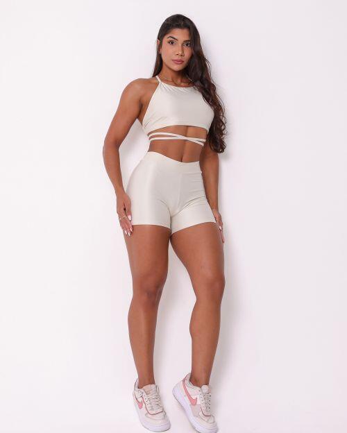 Conjunto Short Básico Cós Fino Compressão + Top Paula