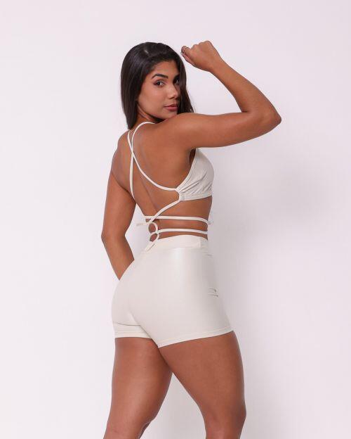 Conjunto Short Básico Cós Fino Compressão + Top Paula
