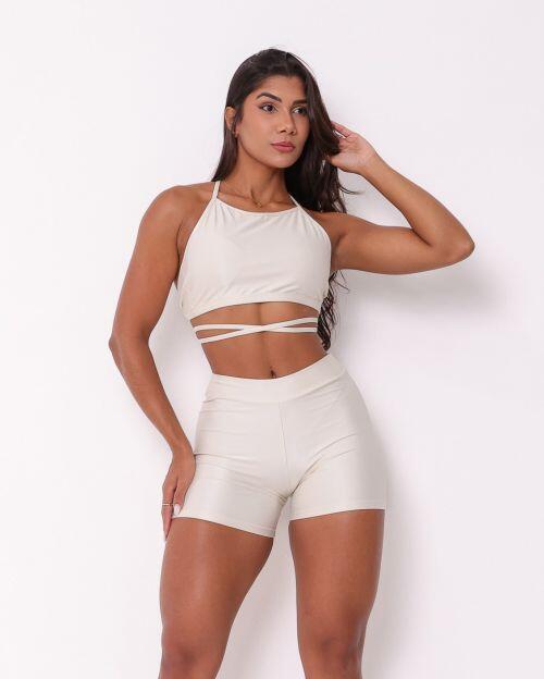 Conjunto Short Básico Cós Fino Compressão + Top Paula