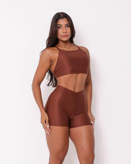 Conjunto Short Básico Cós Fino Compressão + Top Paula