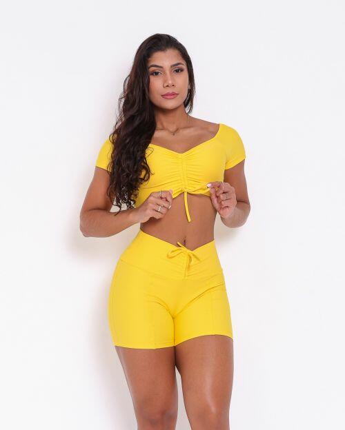 Conjunto Short Empina Light + Top Manguinha