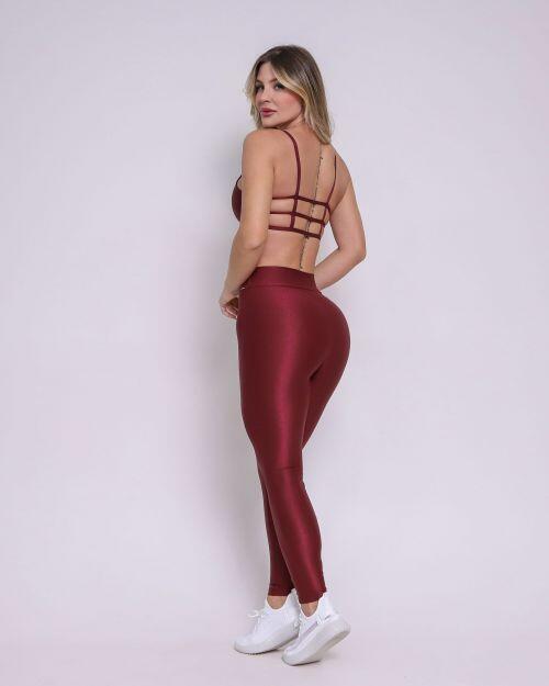 Conjunto Calça Legging Básica Cós Cruzado Compressão + Top Aline