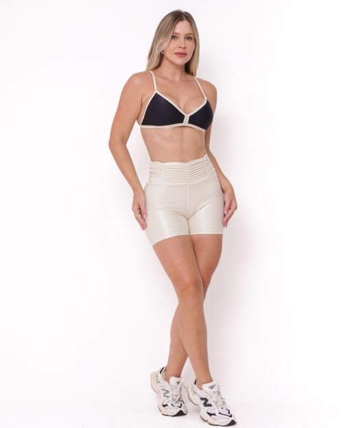 Conjunto Short B�sico C�s Franzido Compress�o + Top Rafa Bicolor