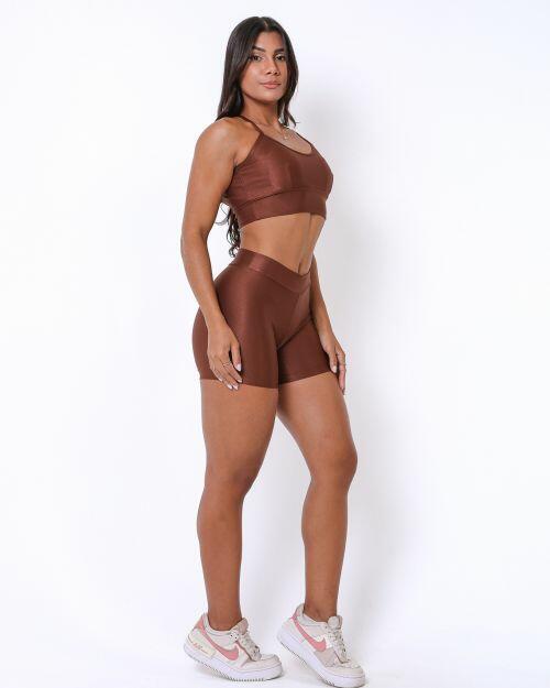 Conjunto Short Básico Cós Fino Compressão + Top Kelly