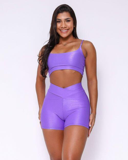 Conjunto Short B�sico C�s Cruzado Compress�o + Top Bruna