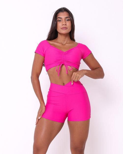 Conjunto Short Básico Cós Cruzado Light + Top Manguinha