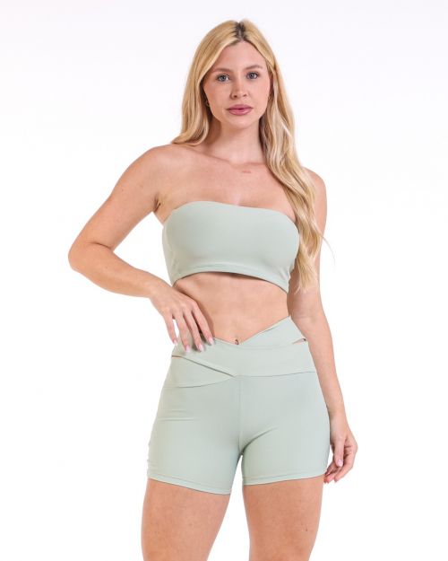 Conjunto Short Básico Cós Cruzado Light + Top Faixa