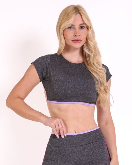 Top Cleo Mescla Escuro