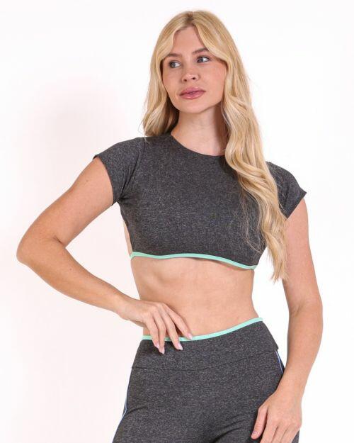 Top Cleo Mescla Escuro